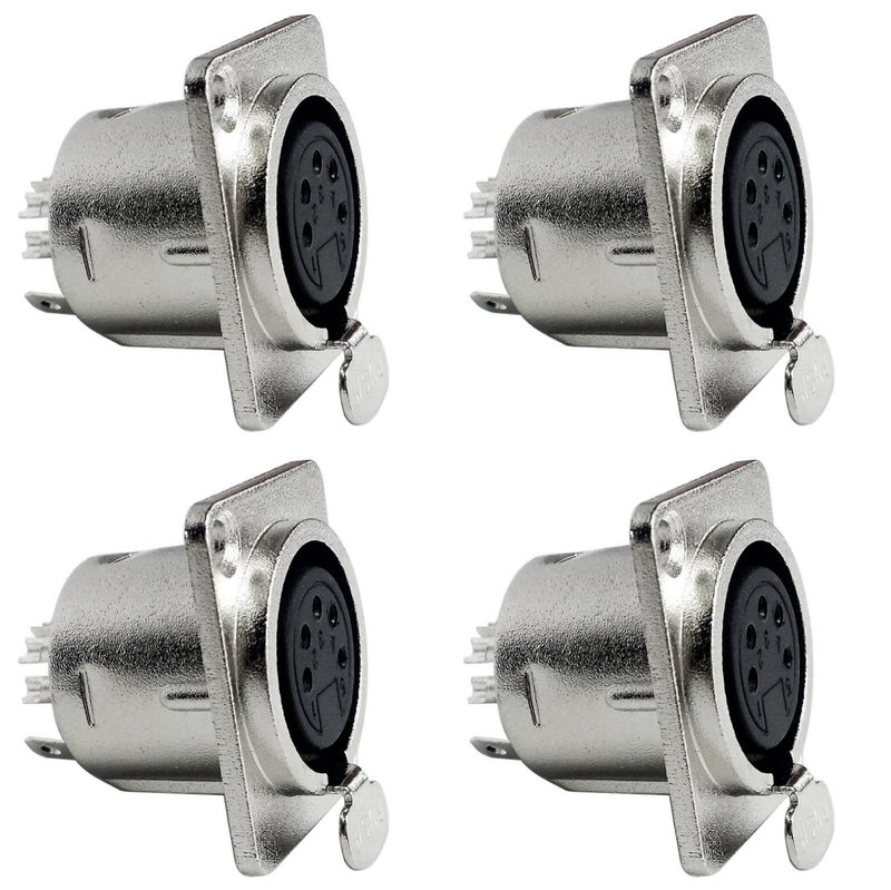 CESS 5 Pin XLR Female Socket Connector Panel/Chassis Mount (4 Pack) - Image 3